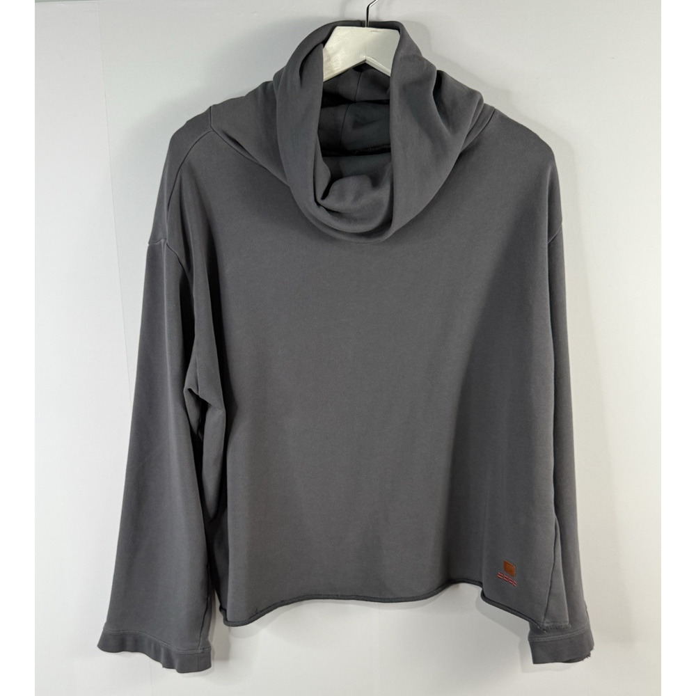 Peace Love World Cowl Neck Turtleneck Top Sz S Gray Lagenlook Minimalist‎